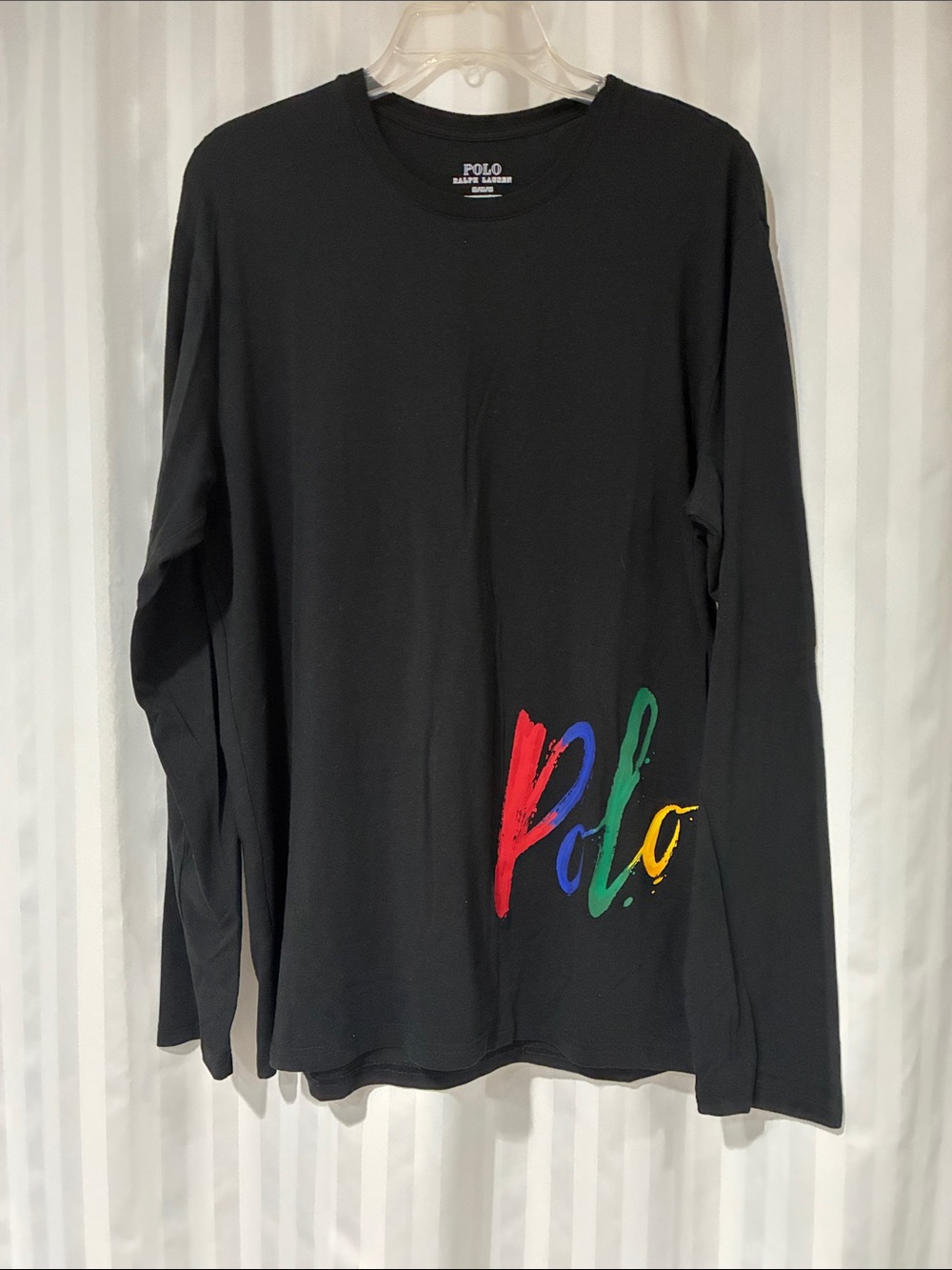 Polo Ralph Lauren Black Longsleeve Crewneck Sleepshirt w/Colorful Polo Graphic